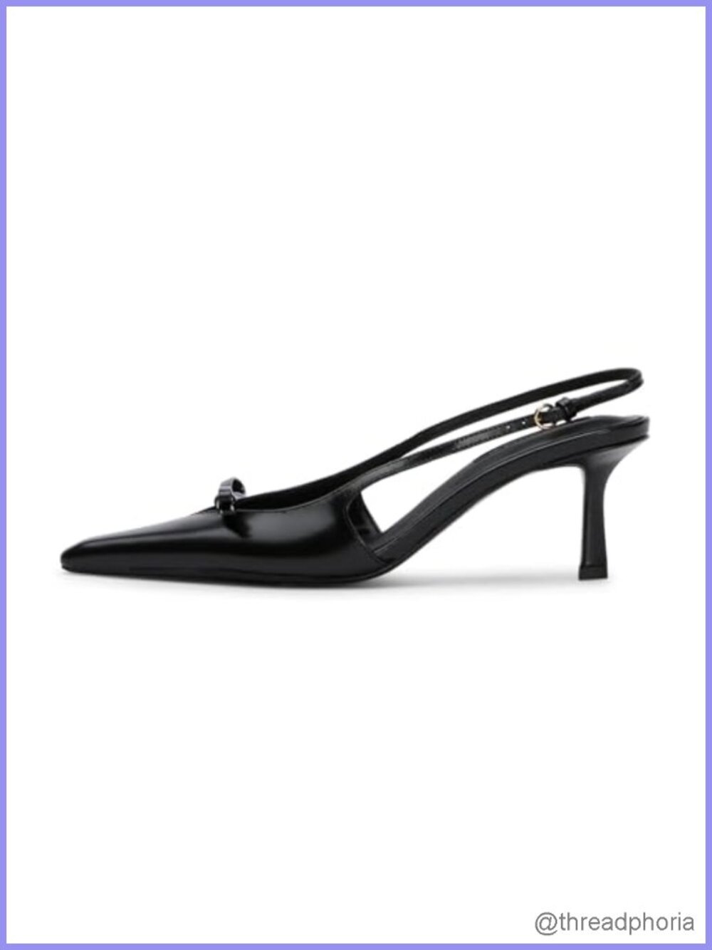 Kitten Heels with Bow Closed Toe Slingback Heels Faux Leather Pumps